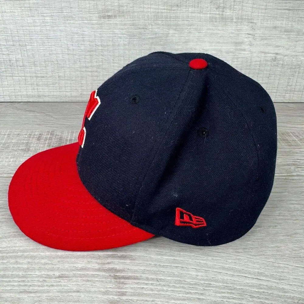 New Era Cleveland 59Fifty Guardians Baseball Cap Mens 7 1/8 Navy Red Fitted Hat